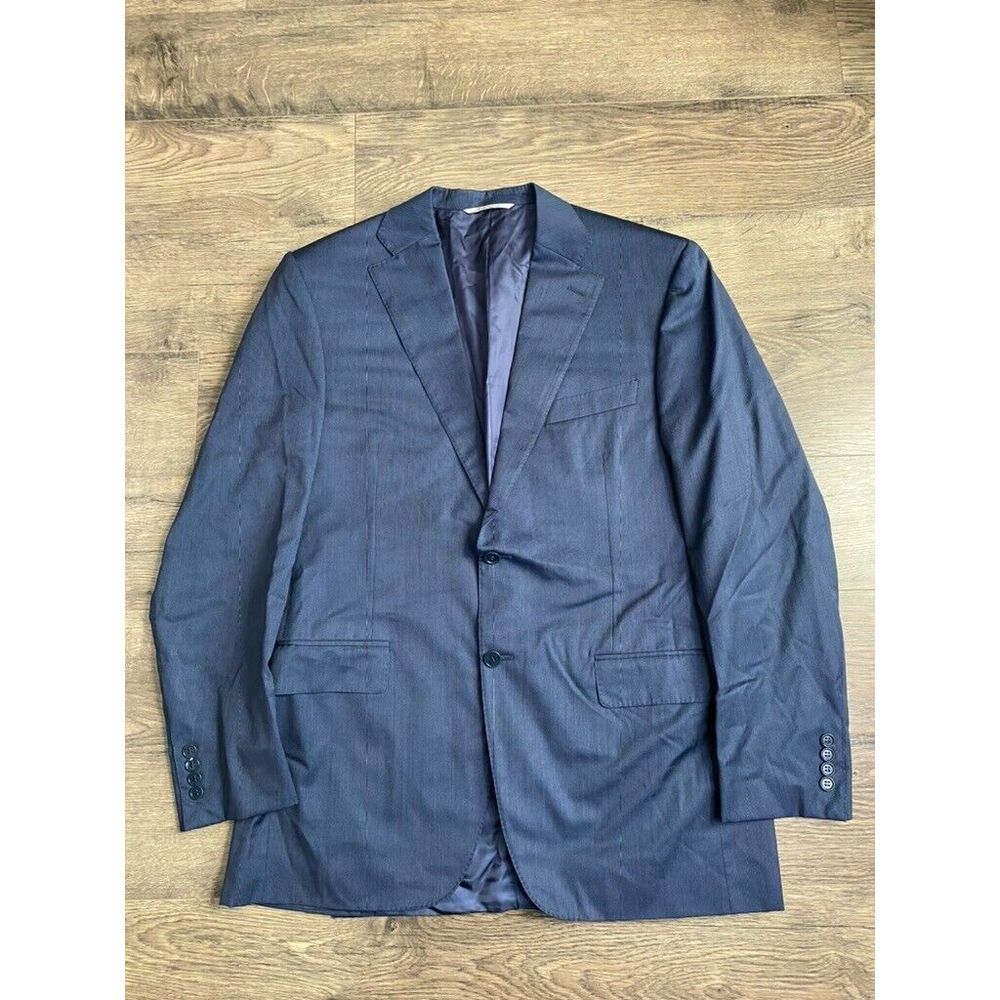 Mens Canali 1934 suit jacket blazer sports coat blue 100% wool size 44L EU 52L